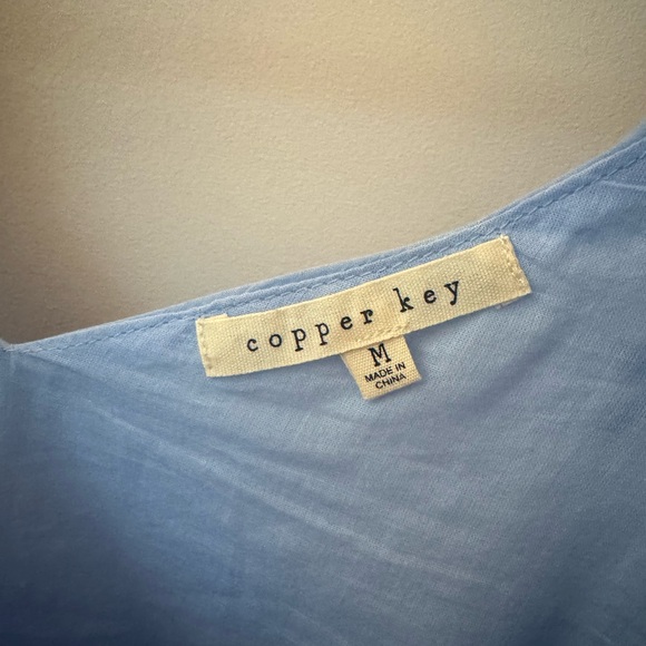 Copper Key Blue Smocked Ruffled Tank Top - Picture 2 of 3